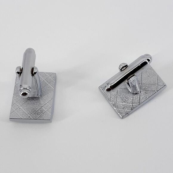 Men's Cuff Links Silver Tone Three Rhinestones Cylinder Back Toggle Fashion - Picture 13 of 13